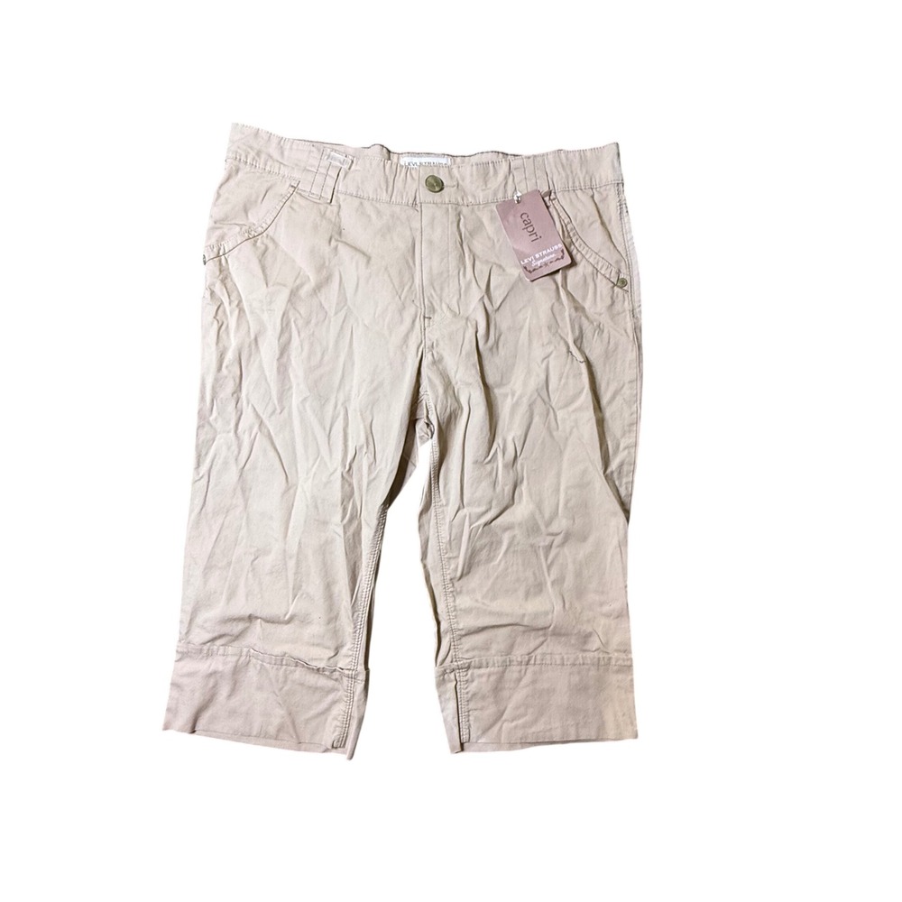 Levi Strauss Signature Capri Pants Beige Cotton Spandex Blend Size 18